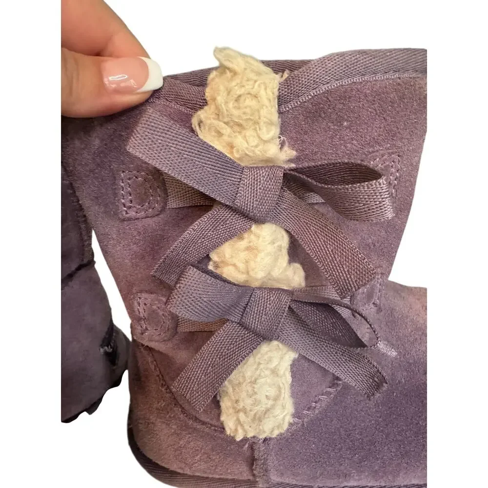 Koolaburra by UGG Victoria Short Boots Purple Suede Bow Shearling US 3 Coquette